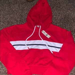 Red cropped hoodie